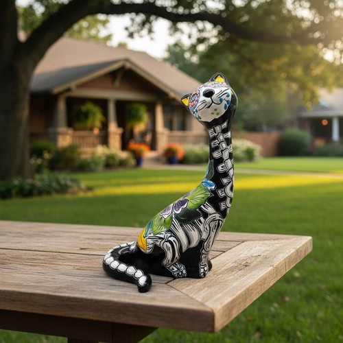 Talavera tall cat figurine - cat, |