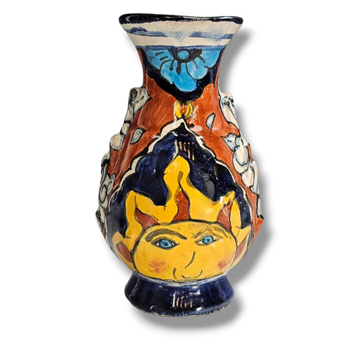 Vintage mexican ceramic sun - ceramic,